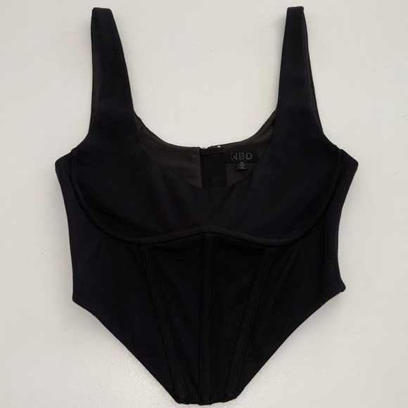New NBD Revolve black corset crop top XS - Picture 3 of 9